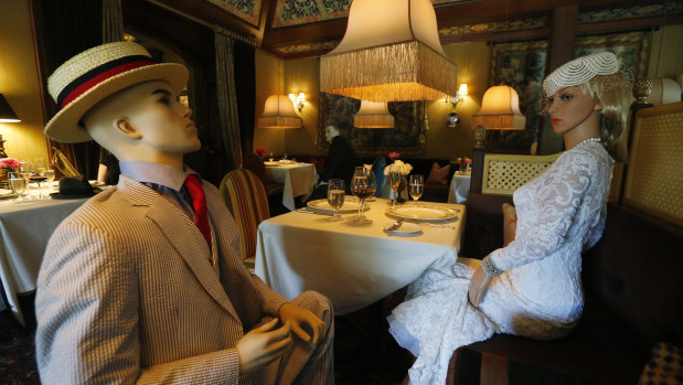 Mannequins provide cover for social distancing at the Inn at Little Washington as they prepare to reopen their restaurant.
