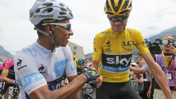 Tough going: Nairo Quintana and Chris Froome in the 2015 Tour de France. 