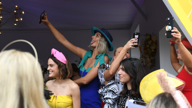 Birdcage selfie time during the 2018 Melbourne Cup meeting.