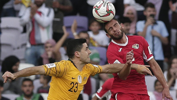 Wounded wizard: Tom Rogic broke a bone in his hand during Australia's 1-0 loss to Jordan.