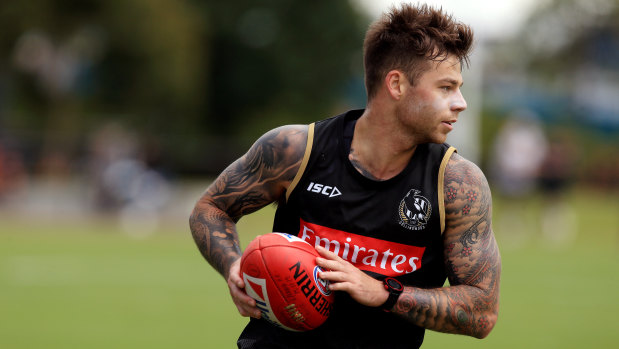 Ready to soar: Magpie Jamie Elliott is finally back on the training track.