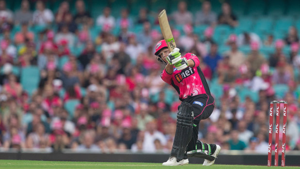 Making a name for himself: Steve Smith clone Josh Philippe smashes another boundary for the Sixers.