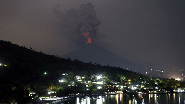 A view of the Mount Agung volcano erupting in November last year.