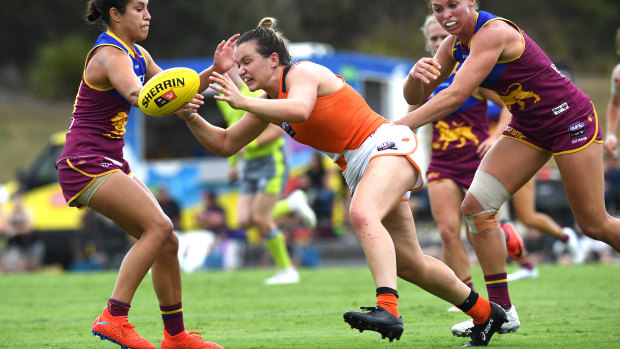 Alyce Parker topped the AFLW's stats sheet for her number of handballs in the Giants' game against the Lions.