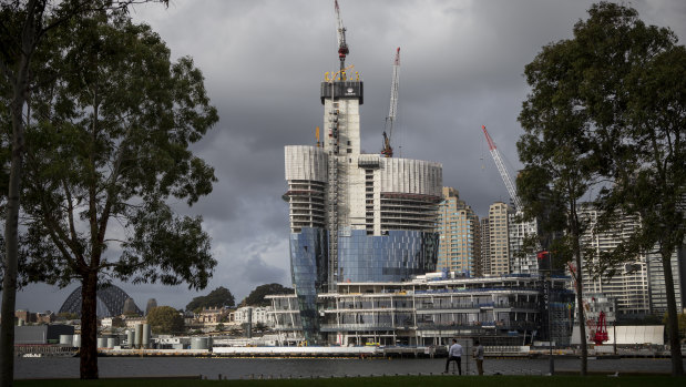 Packer's Crown Casino at Barangaroo is under construction.