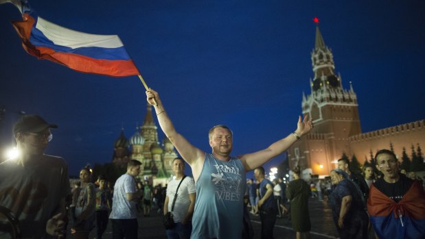 'Real men: Russian fans paid their team the so-called ultimate compliment after their win over Spain.