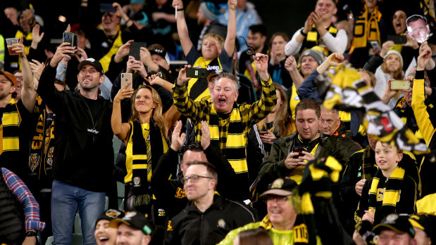 Richmond fans celebrated with their team in Adelaide.