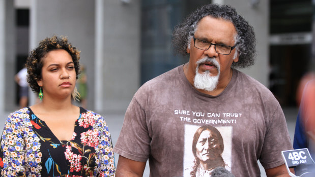 Wangan and Jagalingou traditional owner and council spokesperson Adrian Burragubba (right) with his niece, Murrawah Johnson.