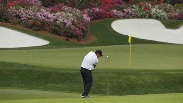 Contention: Patrick Reed leads after two rounds at Augusta National.