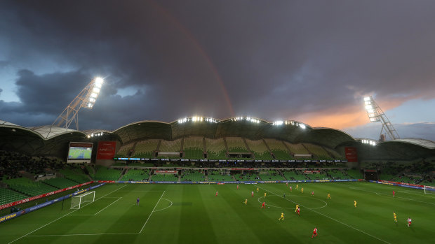 AAMI Park during and A League men’s match.