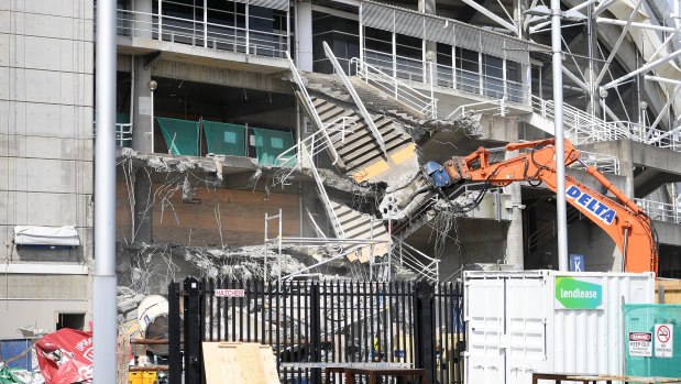 Demolition work is underway at Allianz Stadium in Sydney,