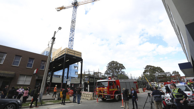 The crane that dropped the load of concrete.