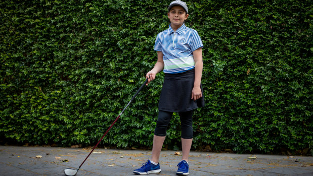 Sahara Hillman-Varma, 11, has represented Australia in international golfing competitions.