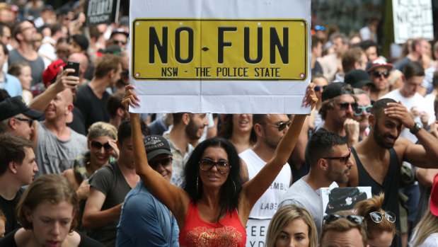 Sydney's controversial lockout laws provoked vigorous debate and protests such as this 2016 rally.
