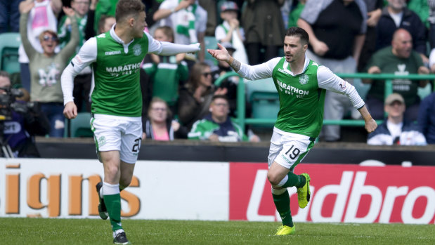 In form: Maclaren scored a hat-trick for Hibs on Saturday, but couldn't crack a place in the Socceroos' 26-man squad.