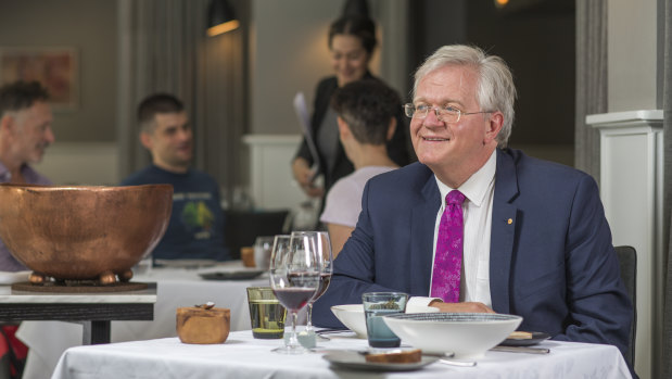 ANU vice-chancellor Brian Schmidt at Boffins restaurant on the campus.