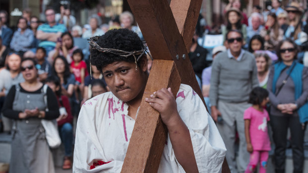 Wesley Mission marks Good Friday at Martin Place.