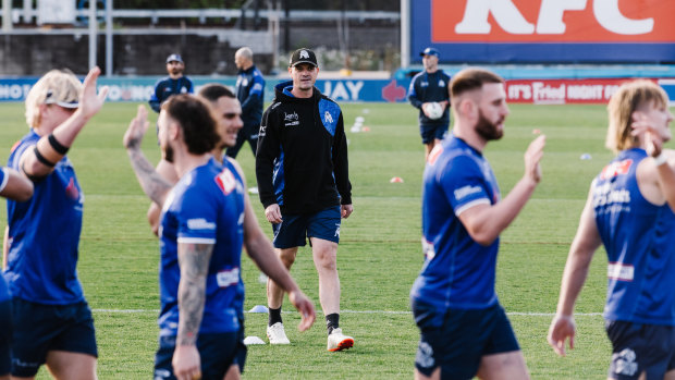 Cameron Ciraldo oversees Bulldogs training.