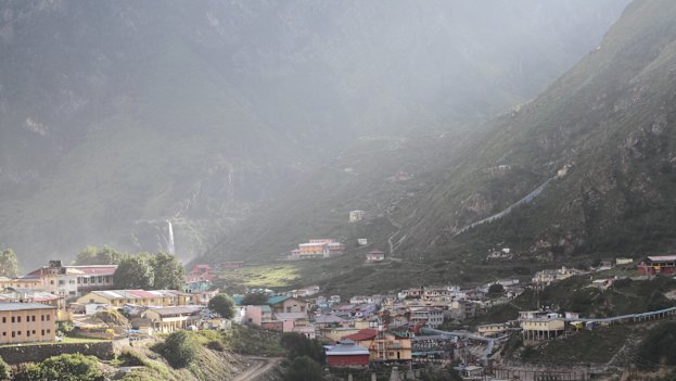 Badrinath, one of the holiest cities in India, near the Tibetan border.
