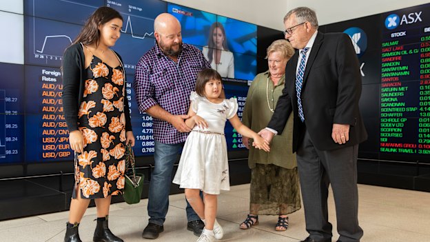 Katelyn Lambert, at centre, with (from left), sister Laura, father Michael and grandparents Joy and Barry. 