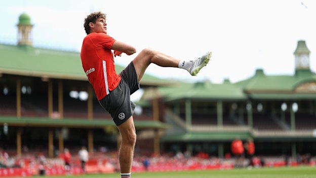 Charlie Curnow trains with the Swans on Thursday.