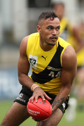 Sydney Stack plays for Richmond in the VFL on Friday.