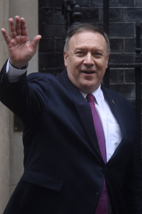 Mike Pompeo outside 10 Downing Street.