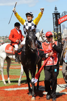 Blake Shinn returns to scale on  Viewed after winning the Melbourne Cup.