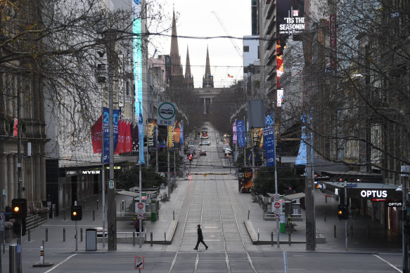 The view along Bourke Street towards Spring Street.