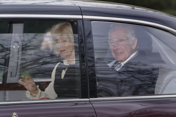 King Charles and Queen Camilla leave Clarence House in London on Tuesday.