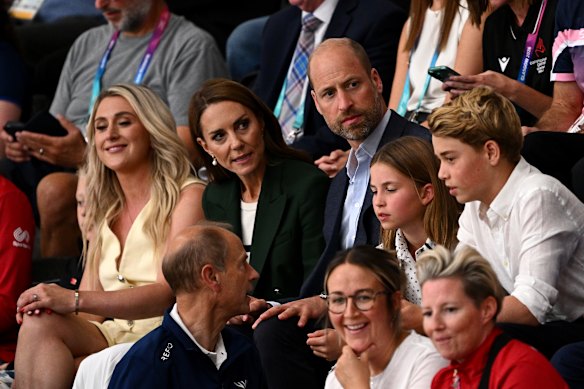 Catherine, Princess of Wales, Prince William, Prince of Wales, Princess Charlotte and Prince George attend track cycling.