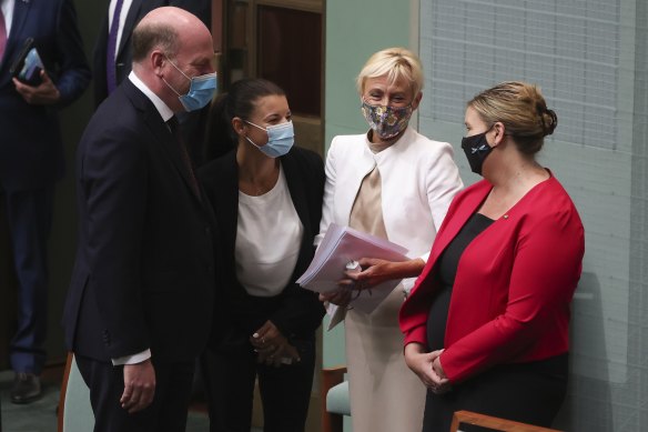 Liberal MPs Trent Zimmerman,  Fiona Martin, Katie Allen and Bridget Archer in parliament. They were among a group of moderates who pushed for key reforms. Only Archer held her seat at the election.