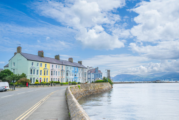 Looking towards Beaumaris from the pier on the Menai Straits in Anglesey,