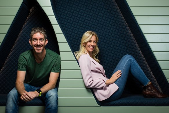 Atlassian co-founder Scott Farqhaur and wife Kim Jackson.