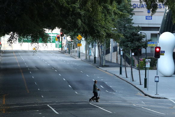 Brisbane’s near-deserted streets.