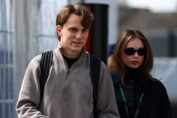 Piastri arrives in the paddock at Suzuka with his partner, Lily Zneimer.