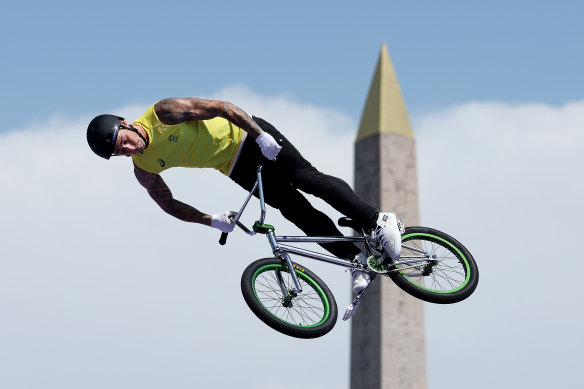 Logan Martin in action during the men’s BMX freestyle final.