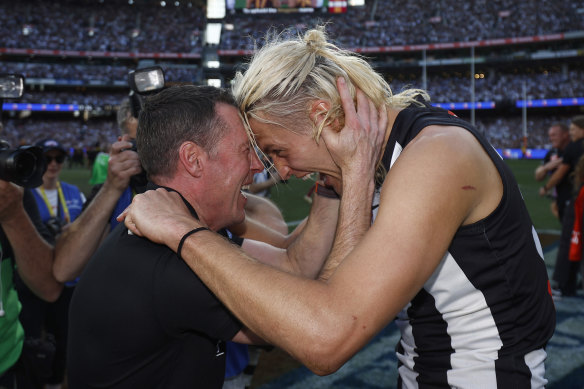 Craig McRae is a premiership coach in his second season as Collingwood’s head coach.