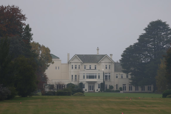 A child was critically injured by a falling tree branch at government house in Canberra.