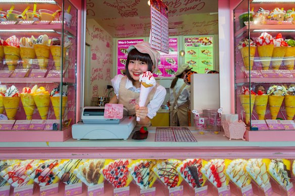 Cute is king at Harajuku’s Takeshita street, known for its colourful shops and anime look.