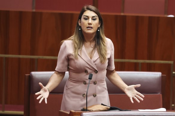 Senator Lidia Thorpe during debate in the Senate at Parliament House.