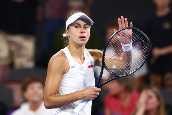 Magda Linette was in fine form for Poland against Lucia Bronzetti.