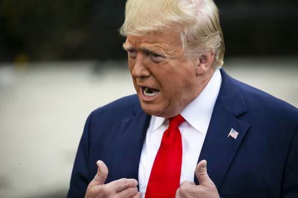 US President Donald Trump on the South Lawn at the White House.