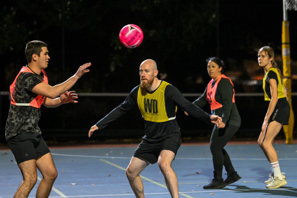 Wing defence Ciaran Rayment tries to intercept a pass at Flagstaff Gardens.