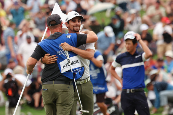 Chile’s Joaquin Niemann celebrates his Australian Open win over Japan’s Rikuya Hoshino.