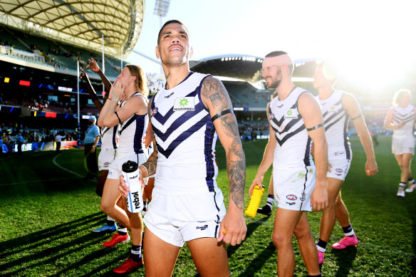 Michael Walters and the Dockers bask in their first-round win.