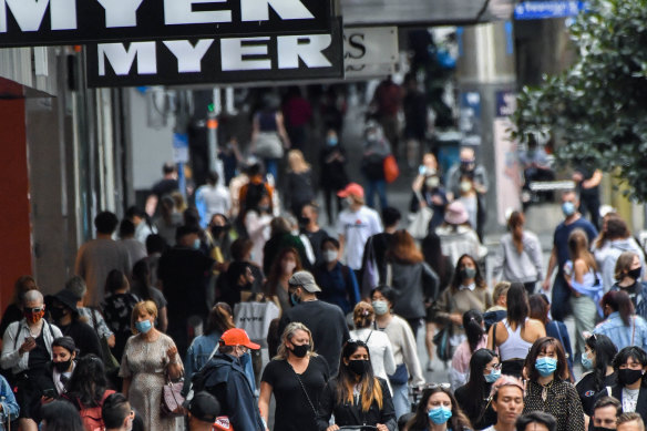 Shoppers in Melbourne's Bourke Street Mall.