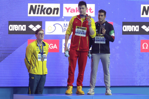 Mack Horton refuses to share the podium at last year's world titles in South Korea with Sun Yang, who has since been banned for eight years.