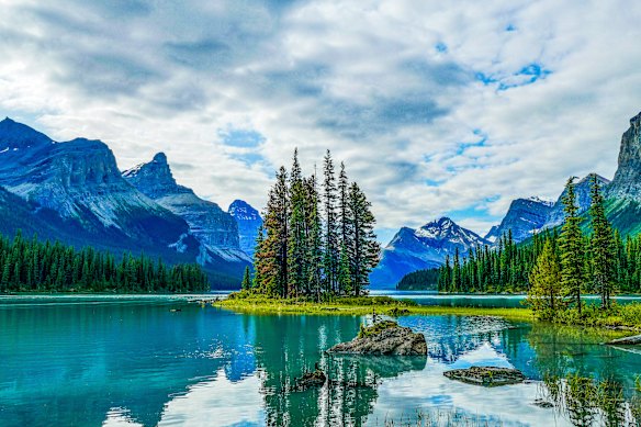 Spirit Island in the Canadian Rockies.