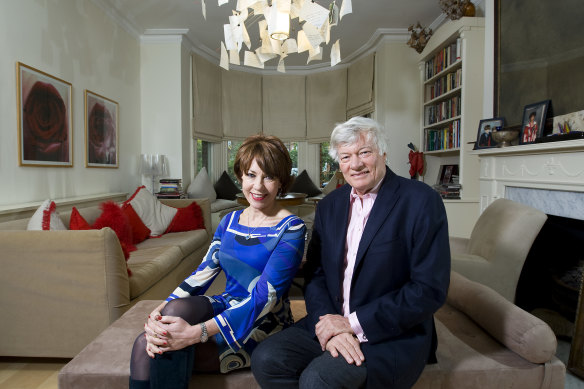 Robertson with former wife, Kathy Lette, at their home in London in 2012.